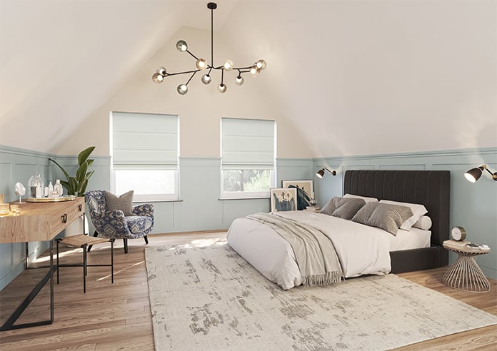 Akoya Faux Silk, Lustre Pure Silver - Motorised Roman Blind - Image 6